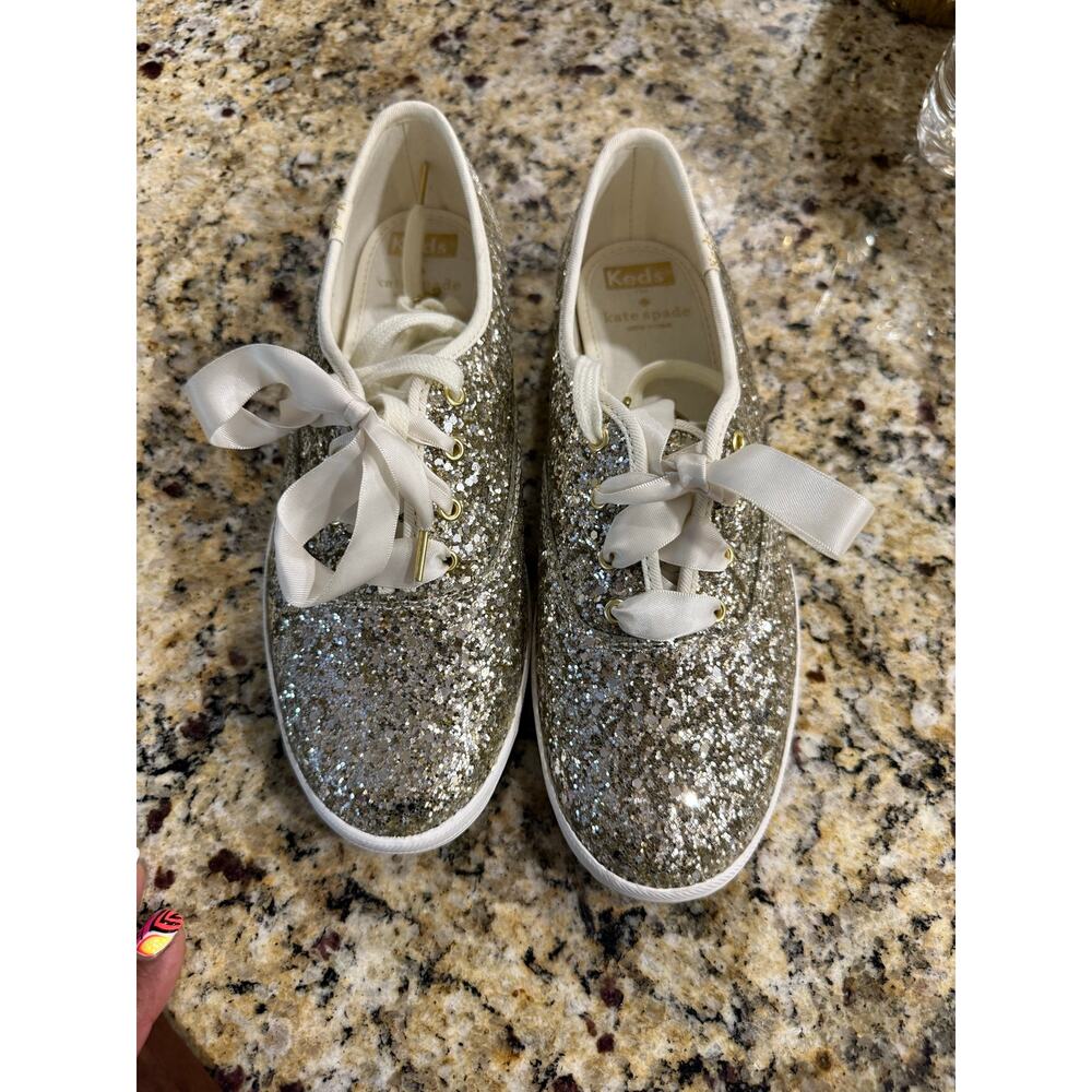 Keds X Kate Spade New York Glitter Sneakers Stylish Comfy Glam Chic Size 8